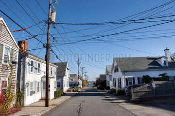 Residential street in Plymouth  Massachusetts  USA