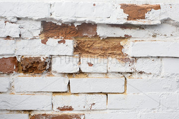 Deteriorating brick wall