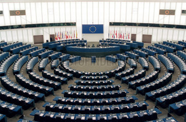 Strasbourg  Innenansicht des leeren EU Parlamentes