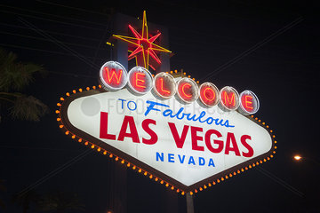 Illuminated welcome sign  Las Vegas  Nevada  USA