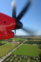 Sylt  Deutschland  Blick aus einem Flugzeug beim Landeanflug auf Sylt