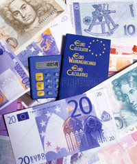 Euro Umrechner mit DM Geldscheinen und Eurogeldscheinen