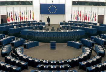 Strasbourg  Innenansicht des leeren EU Parlamentes