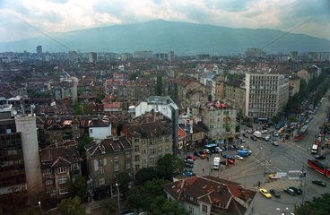 Blick ueber einen Stadtteil von Sofia