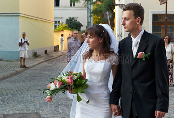 Breslau  Polen  Hochzeitspaar auf der Dominsel