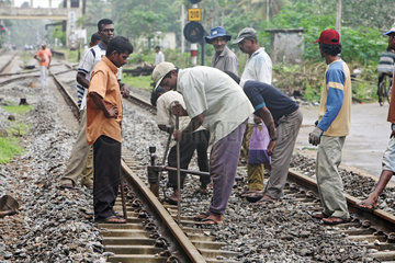 Colombo  Sri Lanka  Gleisbauarbeiten