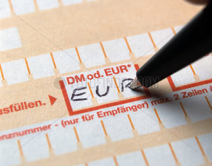 Ueberweisungsformular mit Euro Wertangabe