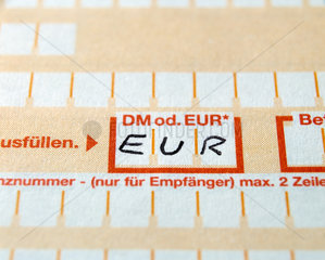 Ueberweisungsformular mit Euro Wertangabe