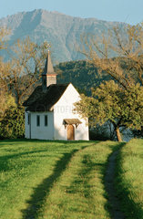 Rapperswil  Schweiz  Weg zu einer Kapelle in einer Wiesenlandschaft