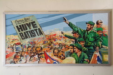 Havanna  Kuba  das Propagandagemaelde Huye Batista im Museo de la Revolucion