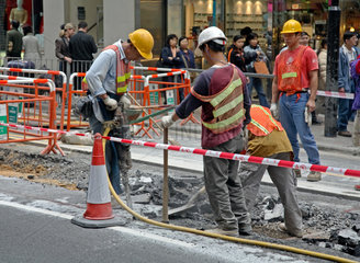 China  Hongkong  Strassenbauarbeiten im Central District