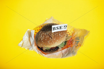 Hamburger mit BSE-Schild