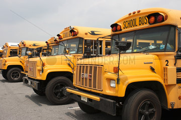 Philadelphia  Schulbusse auf einem Parkplatz