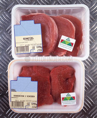 Rind- und Schweinefleisch abgepackt