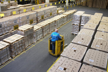 Berlin  Deutschland  Arbeiter der Dock 100 Logistik GmbH im Logistikzentrum des Dock 100