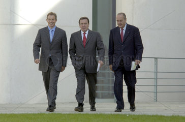 Tony Blair  Gerhard Schroeder und Jacques Chirac