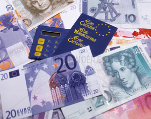 Euro Umrechner mit DM Geldscheinen und Eurogeldscheinen