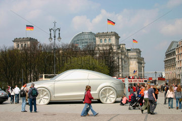 Germany. Berlin - The automobile is one of six sculptures for the football world