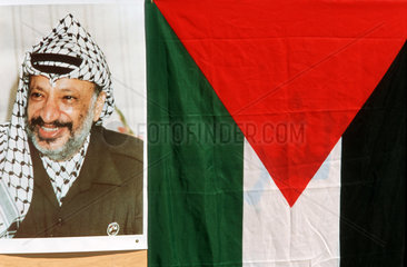 Bildnis des palaestinensischen Praesidenten Jassir Arafat.