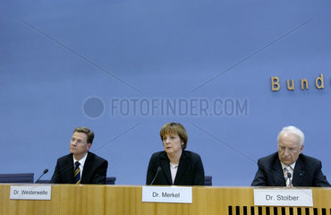 Dr. Guido Westerwelle  Dr. Angela Merkel und Dr. Edmund Stoiber