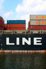 Hamburg  Containerschiff im Hambuger Hafen
