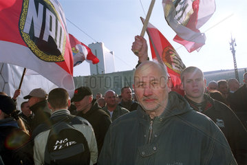 Horst Mahler auf einer Demonstration der NPD