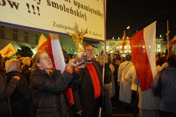 Warschau  Polen  Demo Nationalkonservativer 5 Monate nach Flugzeugkatastrophe von Smolensk