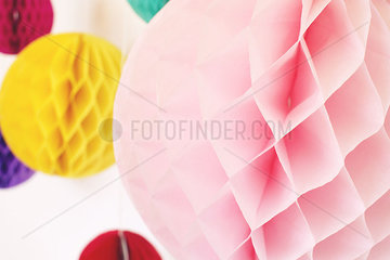 Colorful tissue paper pompoms