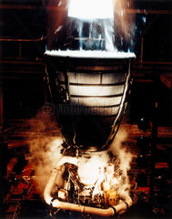 Test firing Space Shuttle Main Engines (SSME)  1980s.