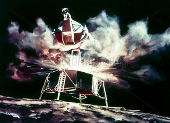 Artist’s impression of the Lunar Module blasting off from the Moon  1968.