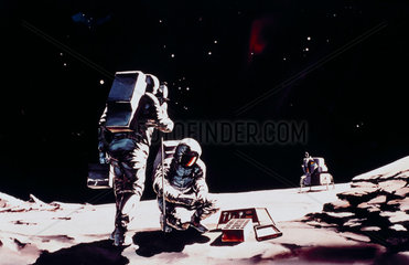 Artist’s impression of two Apollo astronauts on the Moon  1968.