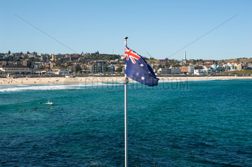 Sydney  Australien  Australische Flagge am Bondi Beach