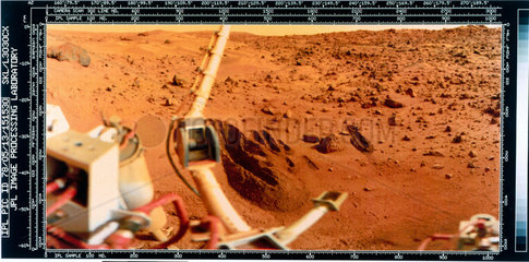 Close-up view of the Martian landscape from the Viking 2 Lander  1976.