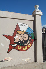 Havanna  Kuba  das Logo der UJC  Union de Jovenes Comunistas  an einer Hauswand