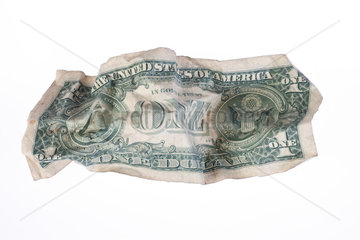 Berlin  Deutschland  zerknitterter US-Dollarschein