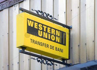 Oradea  Rumaenien  Schriftzug der Western Union Bank