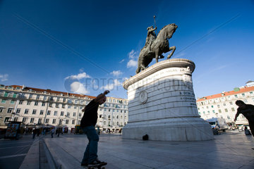 Lissabon  Portugal  Reiterstandbild von Koenig Dom Joao I.