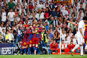 Madrid  Spanien  Spieler des FC Barcelona beim Halbfinale der UEFA Champions League