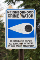 Connecticut  -Neighborhood Crime Watch- Schild an der Strasse