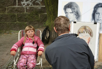 Zoppot  Polen  Portraitzeichner an der ulica 3 maja