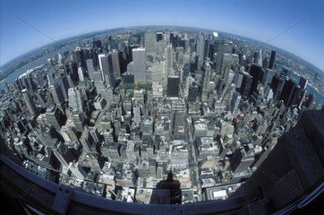 verzerrter Blick auf Manhattan vom Empire State Building