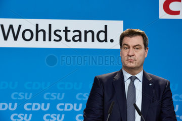Berlin  Deutschland - Markus Soeder  CSU-Vorsitzender und Ministerpraesident von Bayern.