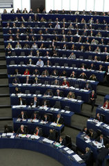 Strasbourg  der Plenarsaal des EU-Parlamentes mit Abgeordneten