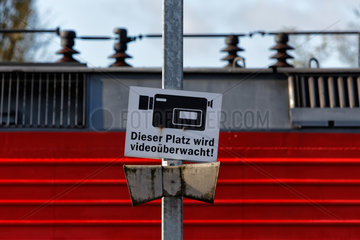 Salzwedel  Deutschland  Schild Videoueberwachung