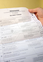 Berlin  Deutschland  Stimmzettel fuer die Europawahl