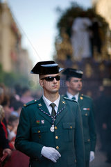 Sevilla  Spanien  Wachmaenner bei einer Prozession in Sevilla