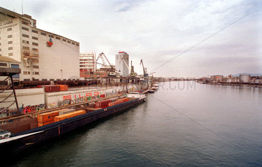 Container-Hafen am Rhein bei Basel (Schweiz)