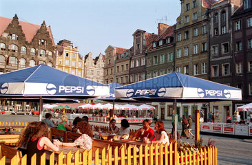 Strassencafé in Breslau  Polen