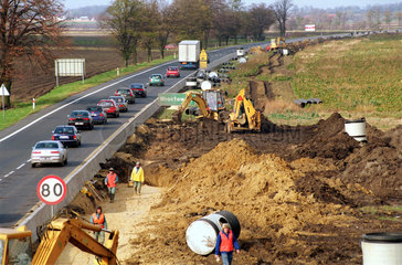 Autobahnbaustelle A4 in Polen  Olawa  Polen