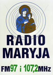 Schild des erzkatholischen Senders Radio Maryja  Polen